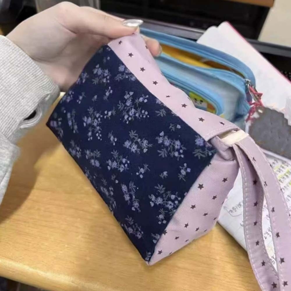 Purple Print Floral Makeup Bag - đánh giá và giá The Korean Lifestyle
