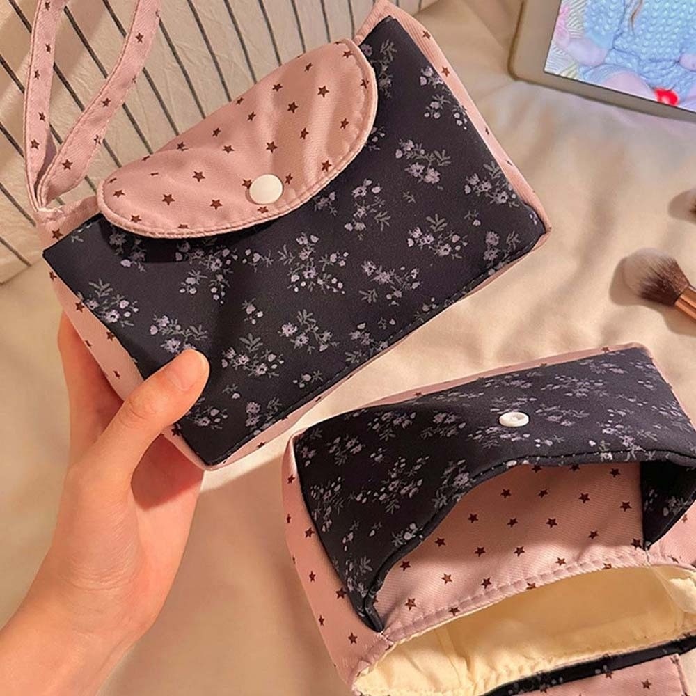 Purple Print Floral Makeup Bag - đánh giá và giá The Korean Lifestyle