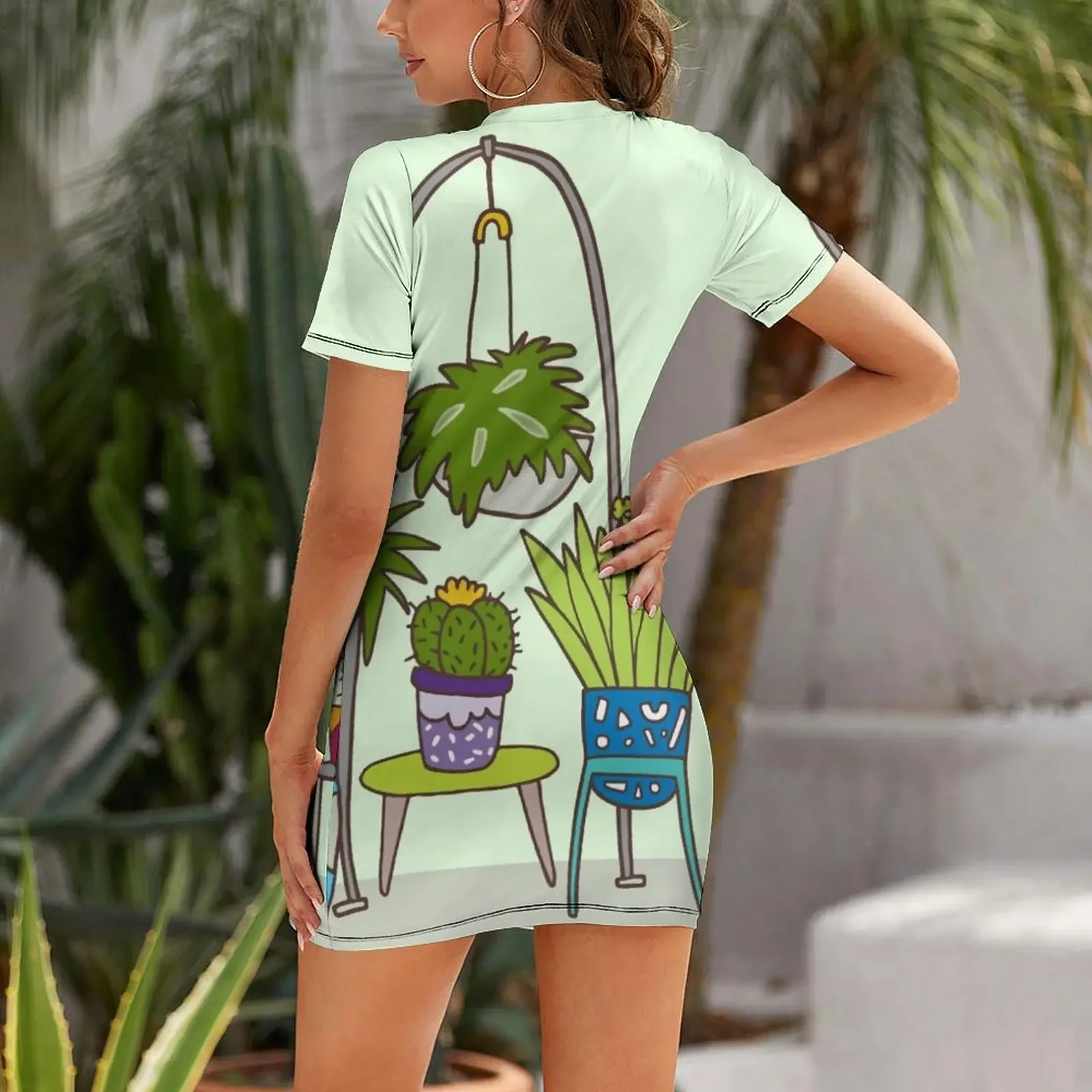 Plant life Short-Sleeved Dress - đánh giá và giá Korean Lifestyle Trends